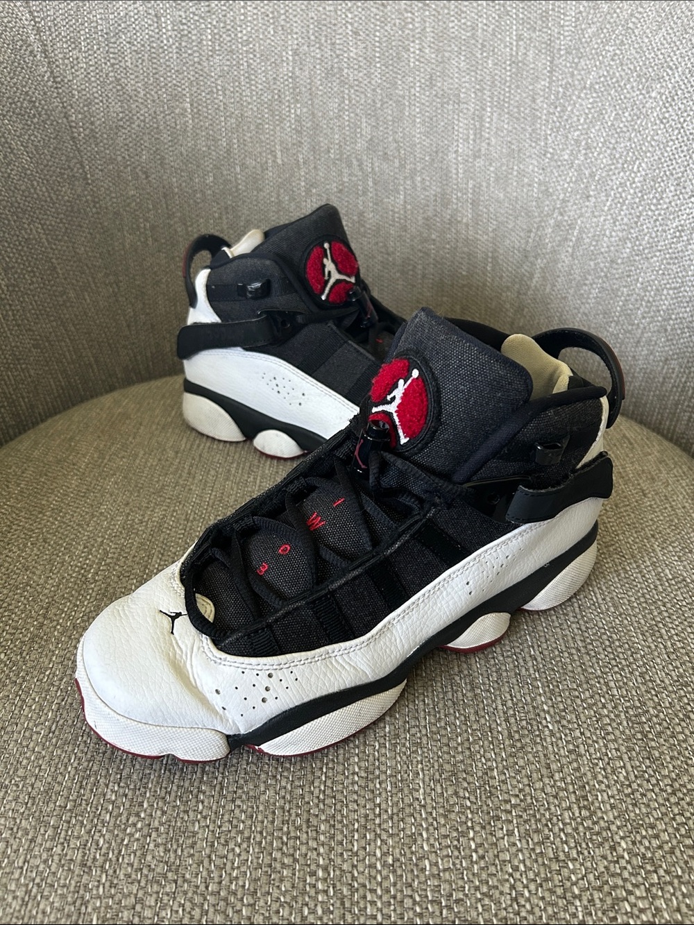 Jordan 6 Rings Black White Gym Red Sneakers